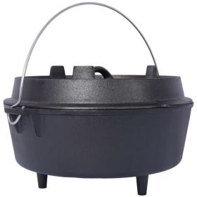 pre-Seasoned Cast Iron Dutch Oven With Skillet Lid, Outdoor Camping Deep Pot for Camping Fireplace Cooking BBQ Baking Campfire, Leg Base, 4.5 Qua