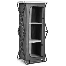 Folding Camping Storage Cabinet with 3 Shelves and Carry Bag