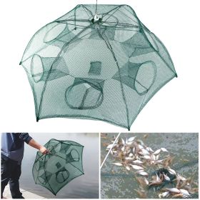 Fishing Trap Net Portable Folded Fishing Bait Trap Shrimp Minnow Crab Bait Net 6 Sides 6 Holes Crayfish Cast Mesh Trap Automatic