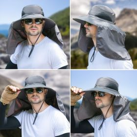 Wide Brim Sun Screen Fisherman's Hat With Neck Flap; Adjustable Waterproof Quick-drying Outdoor Hiking Fishing Cap For Men Women (Color: Light grey, size: 58-60cm/22.83-23.62in)