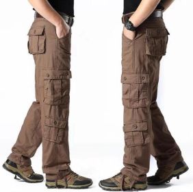 Men's Work Cargo Pants Relaxed Fit Trousers with Multi Pockets (Color: Coffee, size: 31)