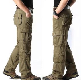 Men's Work Cargo Pants Relaxed Fit Trousers with Multi Pockets (Color: Army  Green, size: 31)