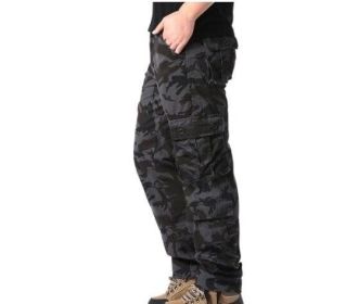 Mens Camouflage Cargo Pants Multi Pockets (Color: Dark, size: 40)