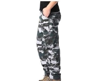 Mens Camouflage Cargo Pants Multi Pockets (Color: Light, size: 38)