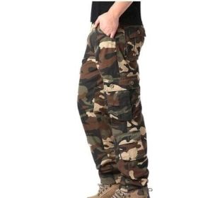 Mens Camouflage Cargo Pants Multi Pockets (Color: Green, size: 42)