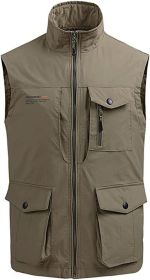 Men's Multi-pocket Casual Quick Dry Vest Photography Fishing Outdoor Vest (size: KHAKI-XL)