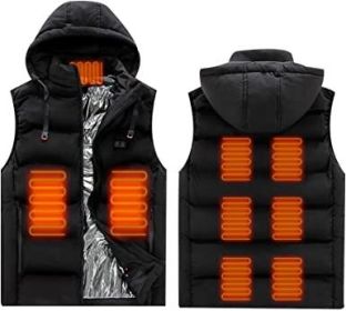 Heated Hooded Vest USB Interface Heated Warm Jacket without Battery (size: BLACK-S)