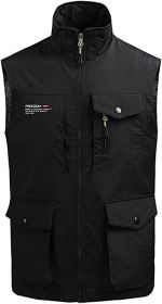 Men's Multi-pocket Casual Quick Dry Vest Photography Fishing Outdoor Vest (size: BLUE-3XL)