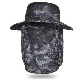 Fishing Hat; Waterproof Sun Protection Boonie Hat For Outdoor Safari Hunting Hiking Gardening (Color: Navy blue)