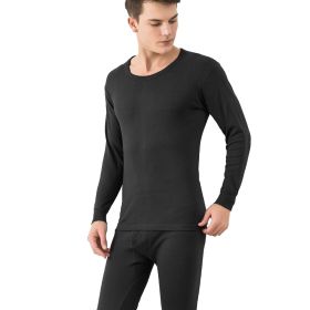 Men Thermal Underwear Set Long Johns Pants Long Sleeve Soft Underwear Kit Top Bottom Winter Sports Suits (Color: Black, size: L)