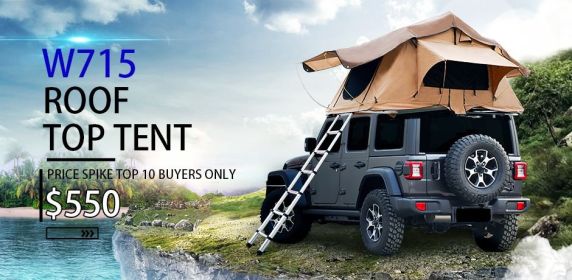 the roof tent with 280TC 2000 waterproof lattice cloth for using as a Camping Necessity A Mobile Home (Color: as picture)